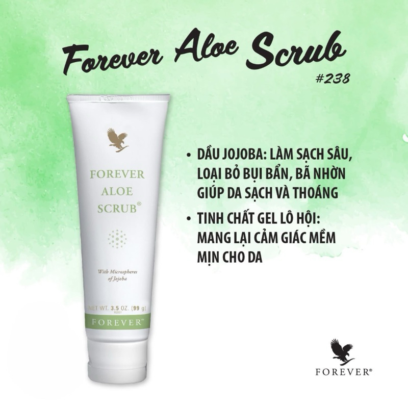 TẨY TẾ BÀO CHẾT– Forever Aloe Scrub 238Flp. Loại Bỏ Da Chết, Giúp Da Sáng Mịn, Sạch Dầu Nhờn. 99g