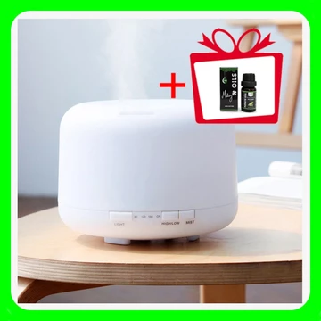 [Size lớn 500ml + Kèm lọ tinh dầu 10ml] Máy Khuếch Tán Tinh Dầu Hình Trụ Tròn Có REMOTE - Máy Xông Tinh Dầu Chính Hãng
