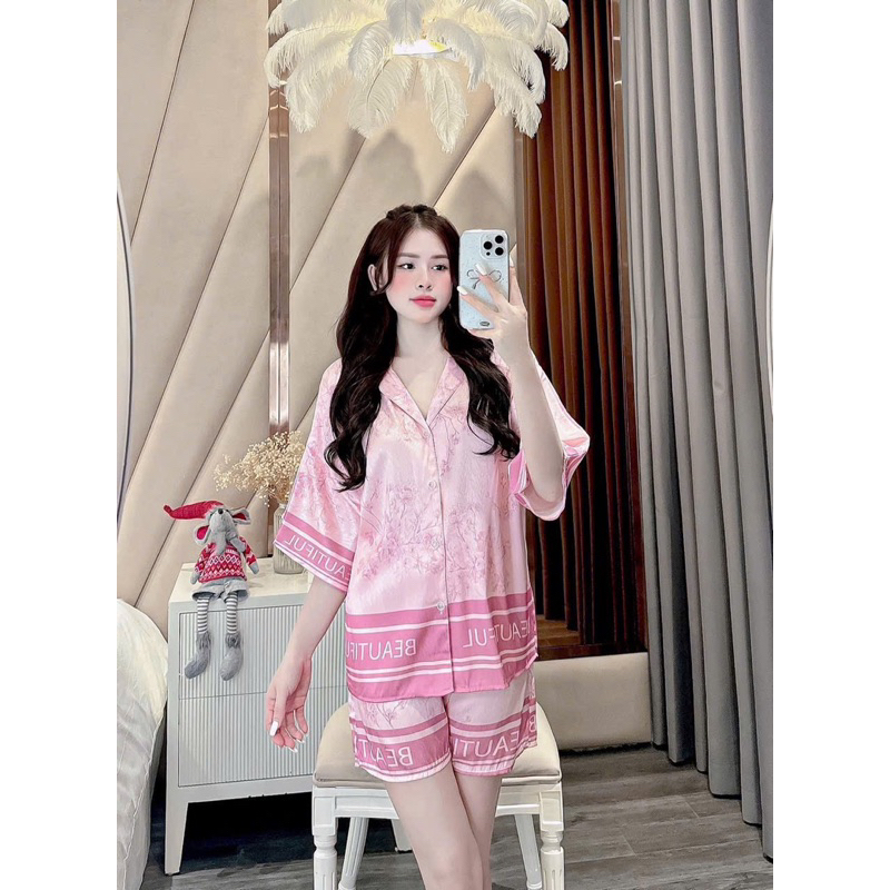 40-58kg Tổng Hợp Bộ pijama đùi tay cánh dơi chất lụa xước mềm mát