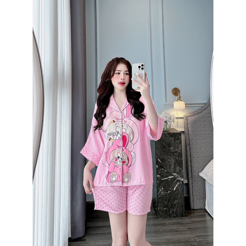 40-58kg Tổng Hợp Bộ pijama đùi tay cánh dơi chất lụa xước mềm mát