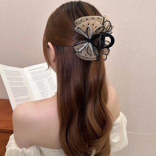 Kẹp Nơ Bong Bóng Kiểu Pháp Dành Cho Mặt Sau Đầu Nữ, Kẹp Cá Mập Để Lộ Khối Lượng Tóc, Khí Chất Mũ Nón, Kho Gia Dụng Alulu