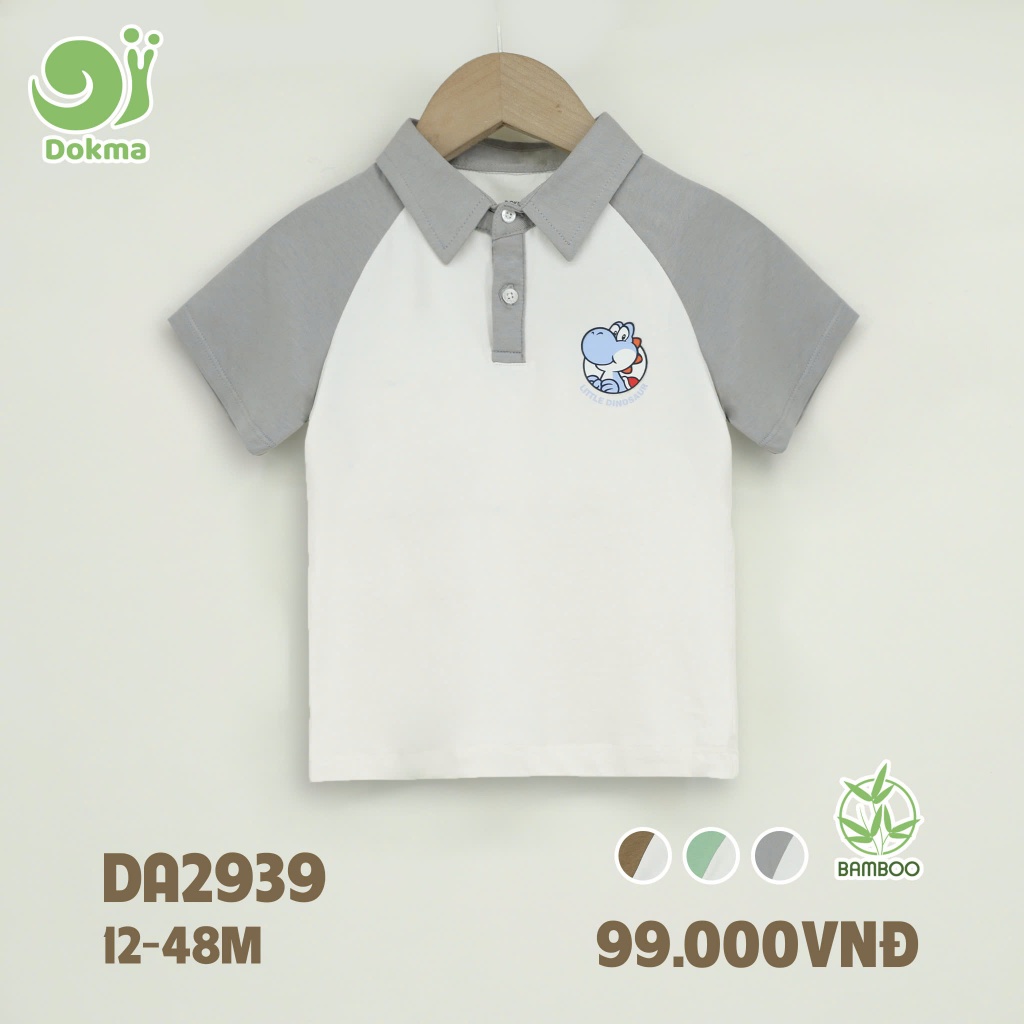(9-15kg, 9-48M) Áo Polo Cộc Tay Cổ Đức Bé Trai, Áo Cổ Sen Bé Gái Thời Trang Dokma DA2767 DA2841 DA2939