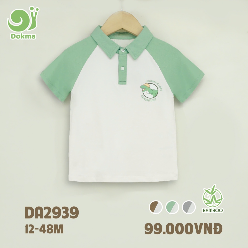 (9-15kg, 9-48M) Áo Polo Cộc Tay Cổ Đức Bé Trai, Áo Cổ Sen Bé Gái Thời Trang Dokma DA2767 DA2841 DA2939
