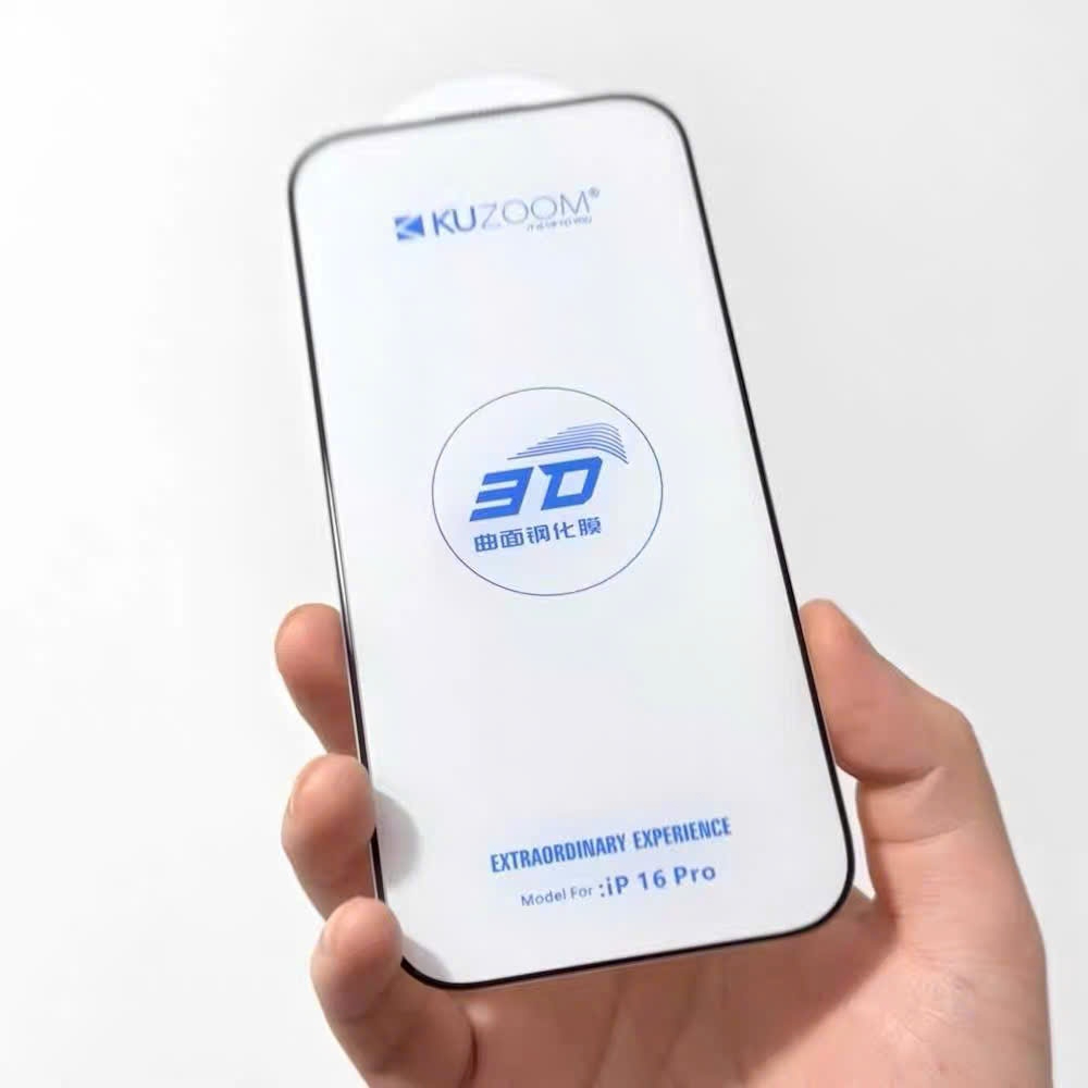 Kính cường lực trong suốt 3D không lẹm viền Kuzoom cho IPhone 16Promax 16Pro 17Promax 17Pro 17Air 17
