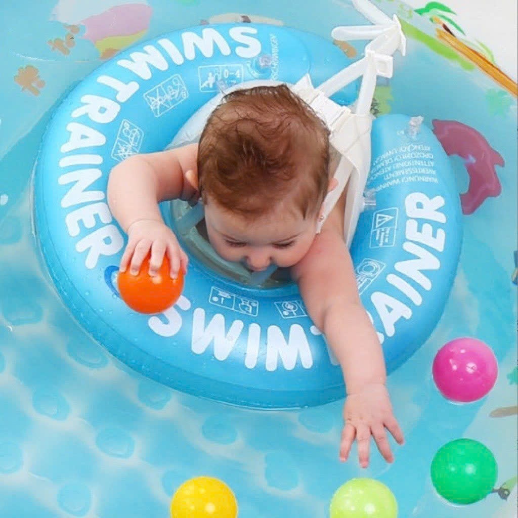 Phao Bơi Chống Lật Swim Trainer HAI MÀU XANH HỒNG CHO BÉ 3 tháng đến 3 tuổi mesocshop
