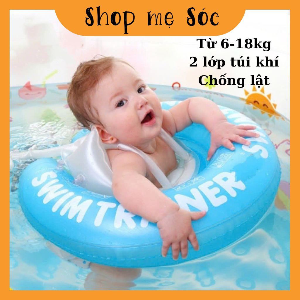 Phao Bơi Chống Lật Swim Trainer HAI MÀU XANH HỒNG CHO BÉ 3 tháng đến 3 tuổi mesocshop
