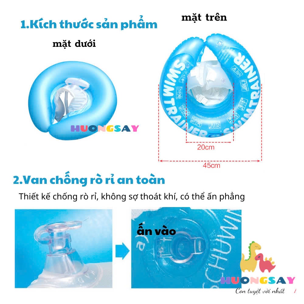 Phao Bơi Chống Lật Swim Trainer HAI MÀU XANH HỒNG CHO BÉ 3 tháng đến 3 tuổi mesocshop