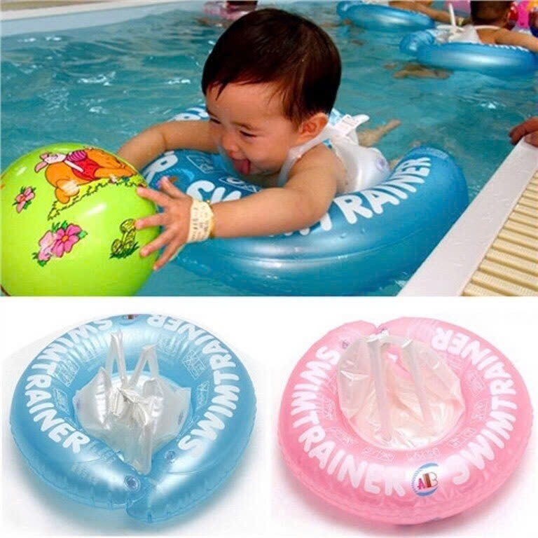 Phao Bơi Chống Lật Swim Trainer HAI MÀU XANH HỒNG CHO BÉ 3 tháng đến 3 tuổi mesocshop