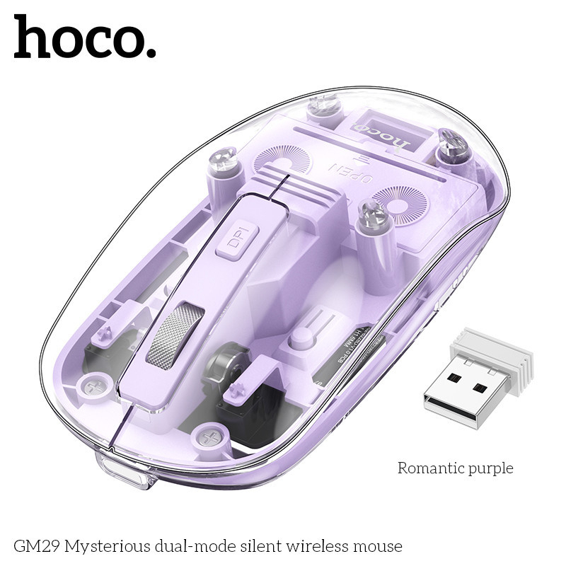Chuột máy tính chính hãng HOCO GM29, không dây 2 chế độ kép kết nối Bluetooth không dây trong suốt