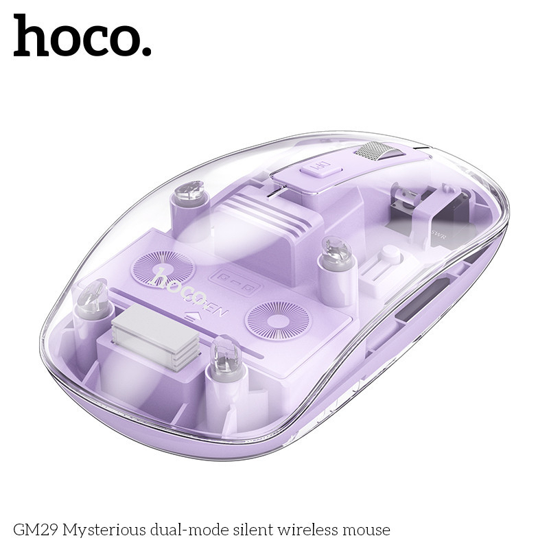 Chuột máy tính chính hãng HOCO GM29, không dây 2 chế độ kép kết nối Bluetooth không dây trong suốt