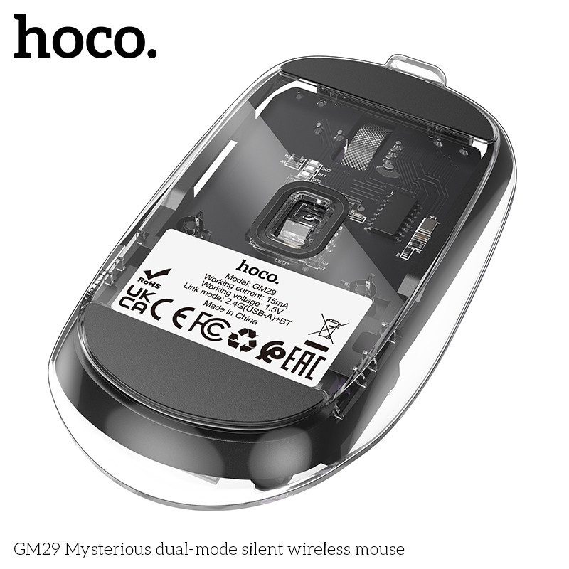 Chuột máy tính chính hãng HOCO GM29, không dây 2 chế độ kép kết nối Bluetooth không dây trong suốt