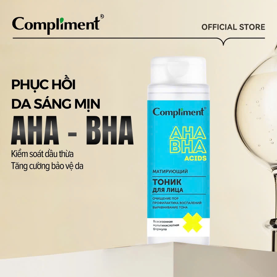Ảnh Toner Compliment No Problem Glycol Dưỡng Ẩm - Nước Hoa Hồng Lotion Aha/Bha Cho Da Dầu Mụn 180ml 1