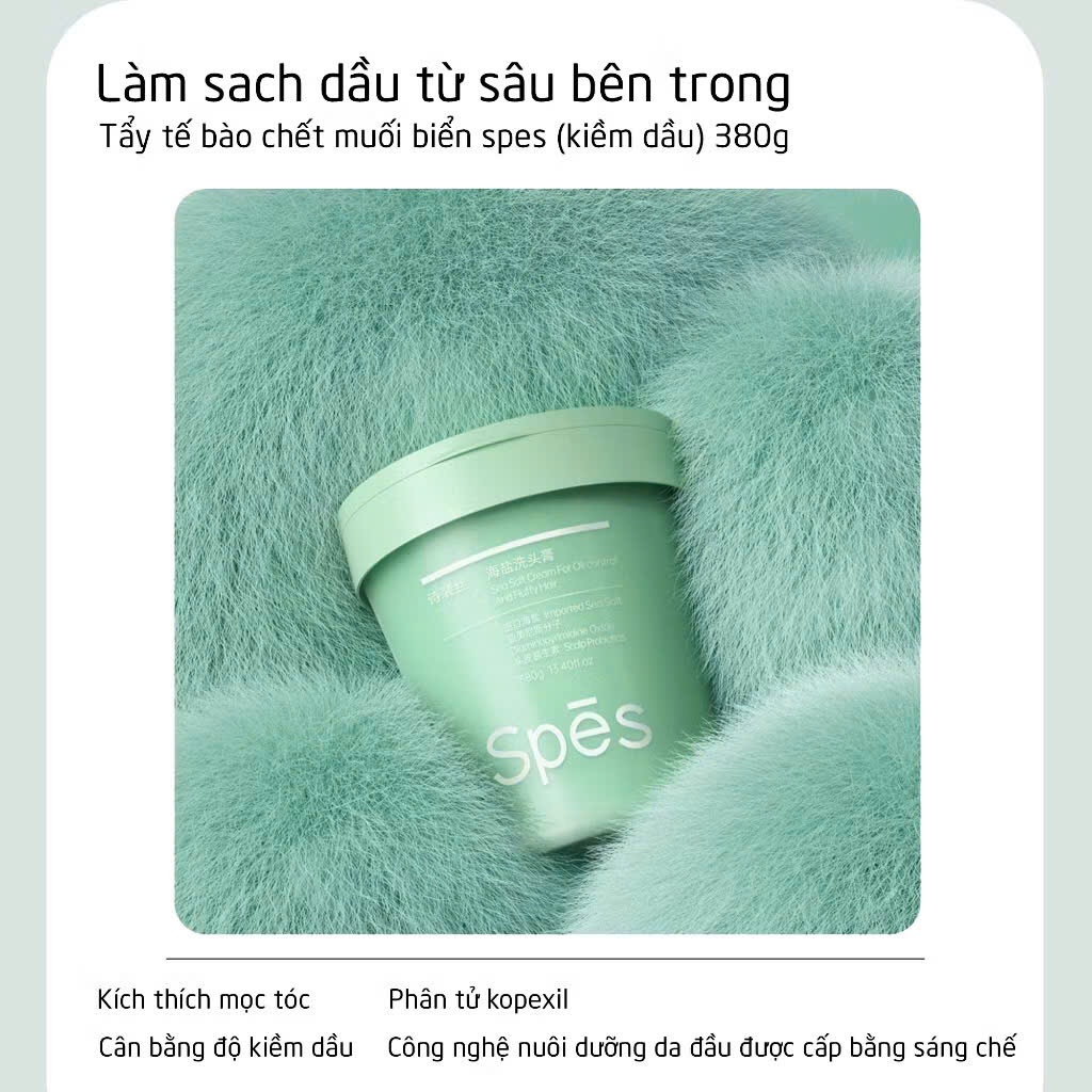 Tẩy Tế Bào Chết Da Đầu SPES Muối Biển 380g - Làm Sạch Bụi Bẩn, Bã Nhờn và Tế Bào Chết Da Đầu, Giúp Tóc Bồng Bềnh