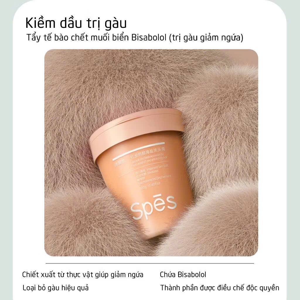 Tẩy Tế Bào Chết Da Đầu SPES Muối Biển 380g - Làm Sạch Bụi Bẩn, Bã Nhờn và Tế Bào Chết Da Đầu, Giúp Tóc Bồng Bềnh