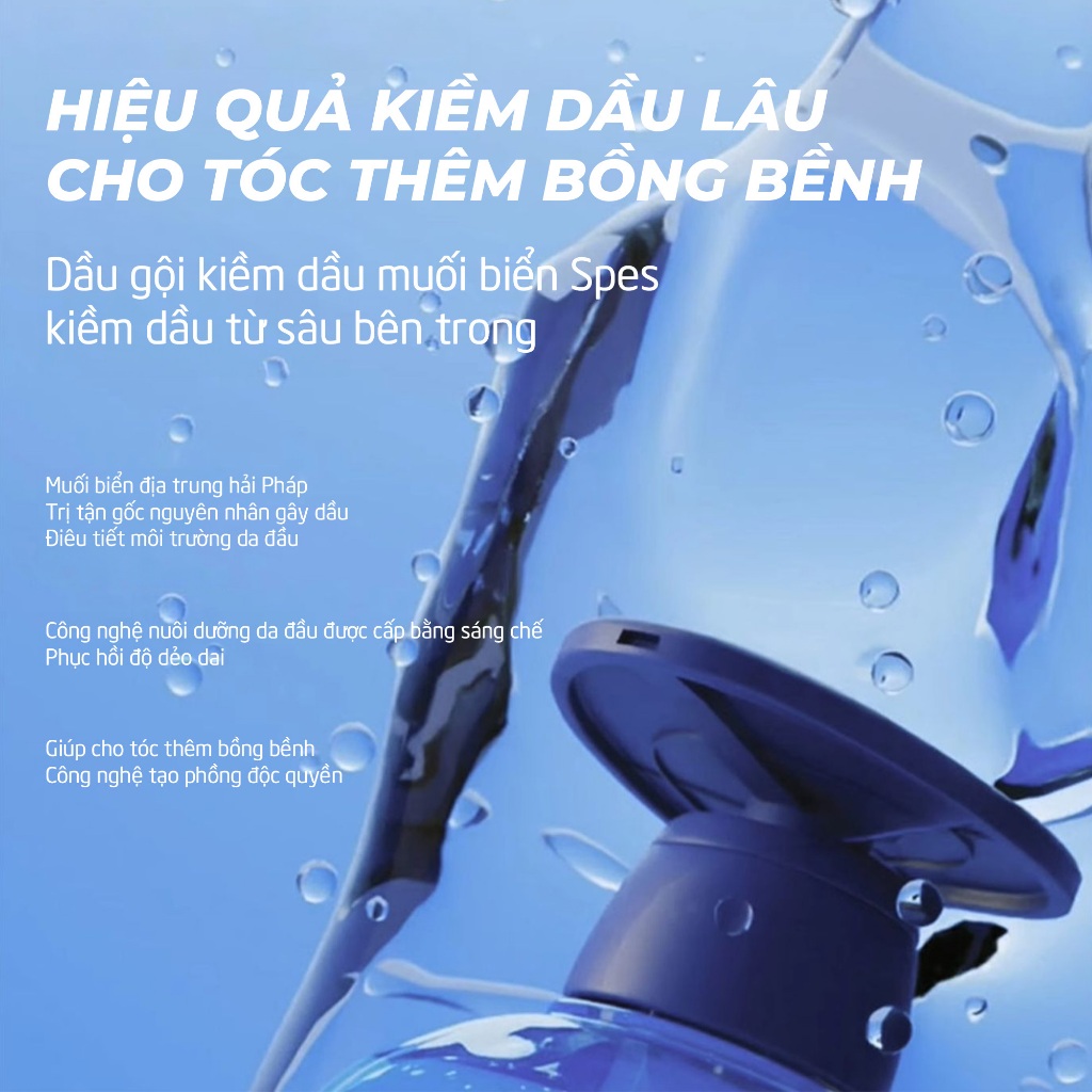 Cặp dầu gội xả SPES Muối biển Địa Trung Hải làm sạch bụi bẩn, bã , giúp tóc bồng bềnh, suôn mượt 480ml