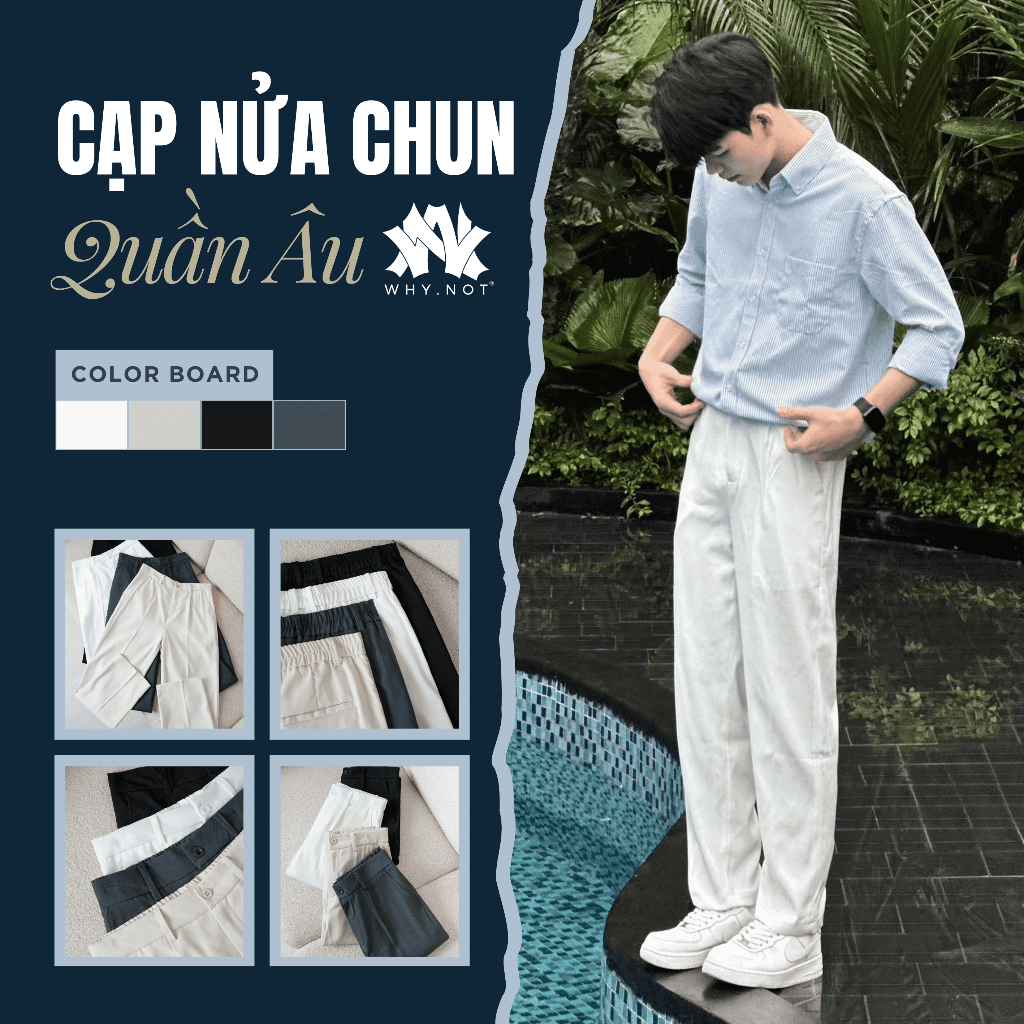 [WHY.NOT] Quần Âu Nam Suông Thiết Kế Cạp Nửa Chun Đằng Sau QAR12CT