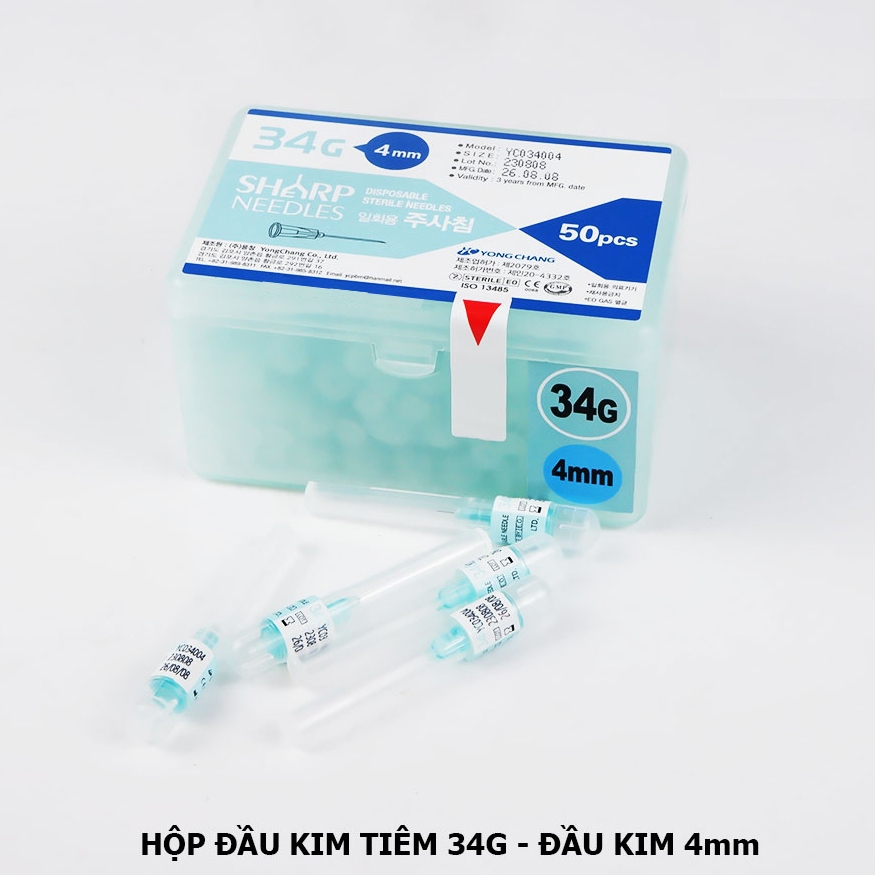 Đầu kim tiêm meso dưỡng chất căng bóng da mesotherapy Sharp Needles 32G, 34G size 4mm