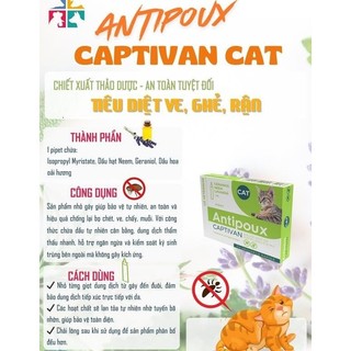 Tuýp ANTIPOUX CAT DOG -Thuốc nhỏ gáy thảo dược phòng và trị ve ghẻ bọ chét cho mèo MPets VN PET SHOP