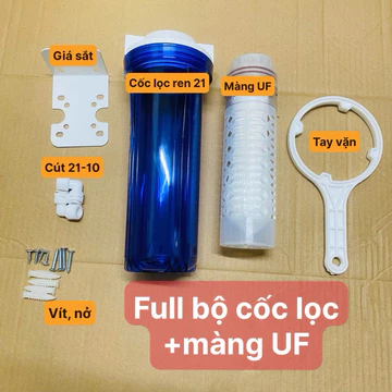 Full bộ cốc lọc 10" + Màng UF, giải pháp hoàn hảo cho lọc nước gia đình. Màng lọc lắp vừa hầu hết các loại cốc lọc trong