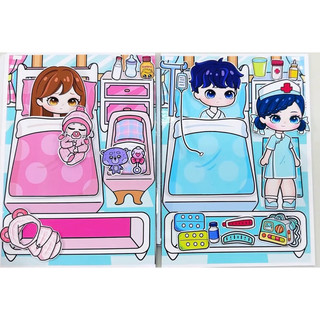 Đồ chơi bóc dán Bệnh Viện Gacha - Tập làm bác sĩ, y tá - Búp bê giấy