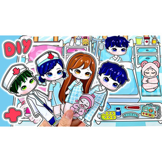 Đồ chơi bóc dán Bệnh Viện Gacha - Tập làm bác sĩ, y tá - Búp bê giấy