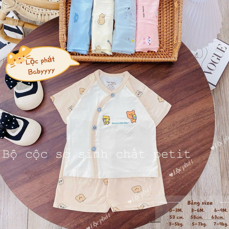 ( LPCT 09 Mềm Mát, Chất PETIT, Rẻ) [SET 3] Bộ Cộc Tay Thun Lạnh Sơ Sinh Cài Chéo Cho Bé Yêu Từ 0-9m