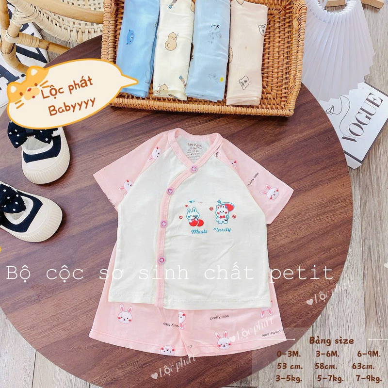 ( LPCT 09 Mềm Mát, Chất PETIT, Rẻ) [SET 3] Bộ Cộc Tay Thun Lạnh Sơ Sinh Cài Chéo Cho Bé Yêu Từ 0-9m