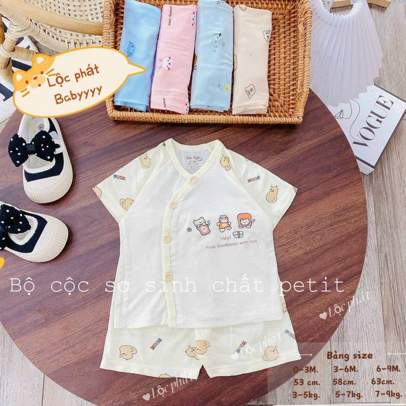 ( LPCT 09 Mềm Mát, Chất PETIT, Rẻ) [SET 3] Bộ Cộc Tay Thun Lạnh Sơ Sinh Cài Chéo Cho Bé Yêu Từ 0-9m