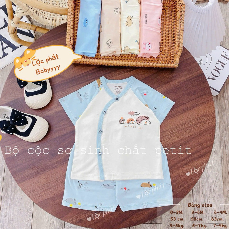 ( LPCT 09 Mềm Mát, Chất PETIT, Rẻ) [SET 3] Bộ Cộc Tay Thun Lạnh Sơ Sinh Cài Chéo Cho Bé Yêu Từ 0-9m