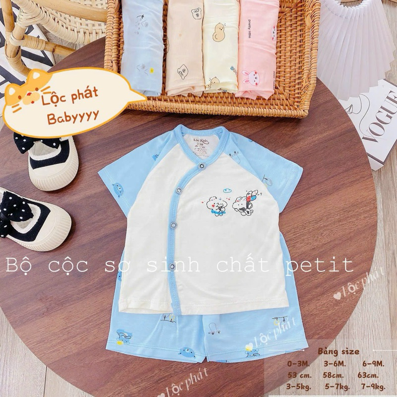 ( LPCT 09 Mềm Mát, Chất PETIT, Rẻ) [SET 3] Bộ Cộc Tay Thun Lạnh Sơ Sinh Cài Chéo Cho Bé Yêu Từ 0-9m