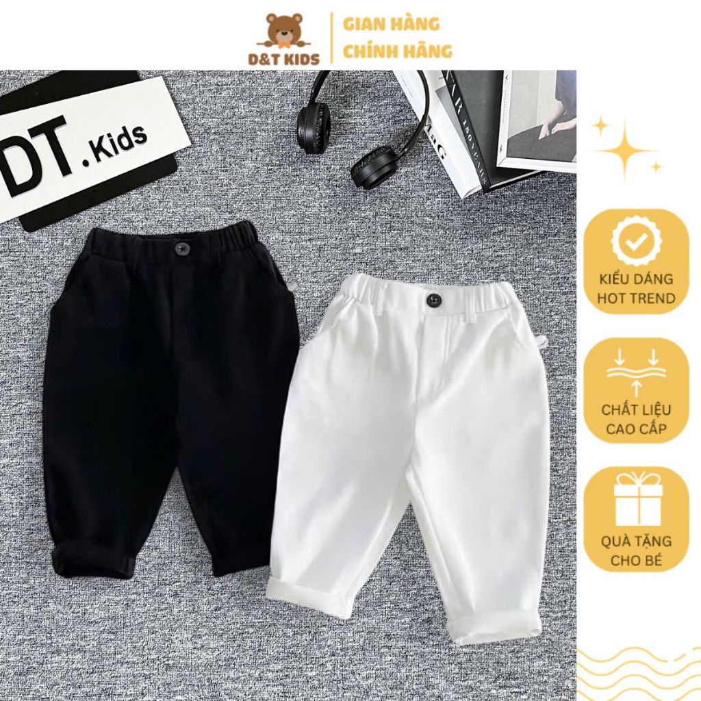 Quần jean dài bé trai 2-8 tuổi (9-24kg) đủ size, quần dài qk2 hai màu đen trắng , thời trang thẻ em năng động | D&T KIDS
