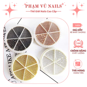 Set Khay Bi Tròn Mix Size Trang Trí Móng 4 Màu Vàng - Hồng - Trắng - Đen