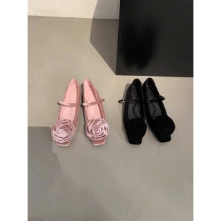 (Sẵn hồng 40) Giày Búp Bê Bale Mary Jane Kiểu Pháp Điệu Đà Chất Nhung