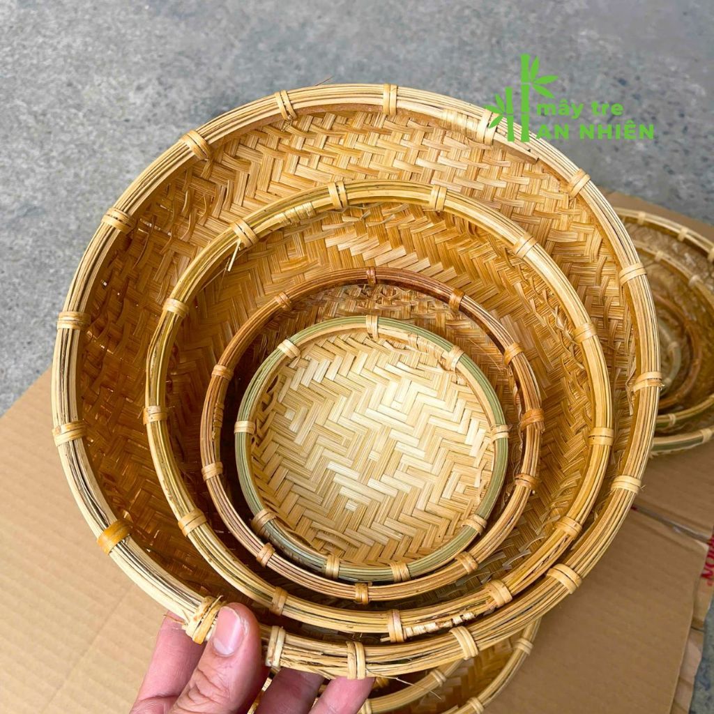 Thúng tre mini trang trí nhiều size 12 15 20 25 30cm đựng rau củ quả ...