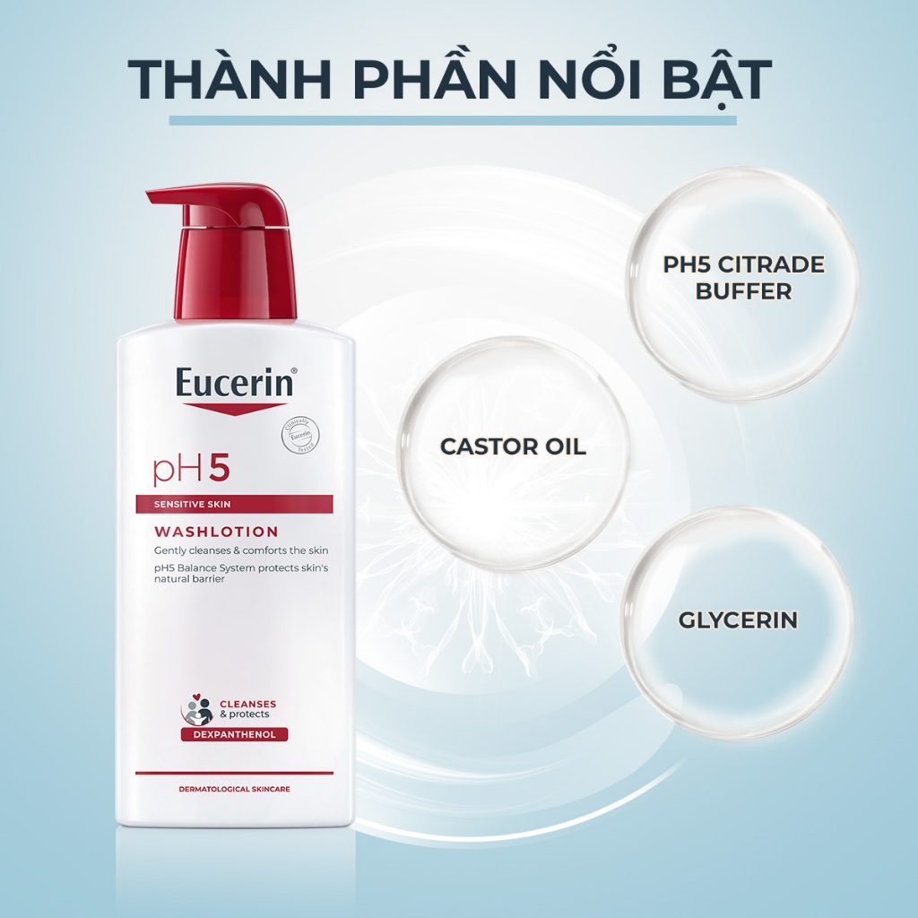 Ảnh Sữa Tắm Cho Da Nhạy Cảm Eucerin pH5 Sensitive Skin Washlotion 1000ml 3