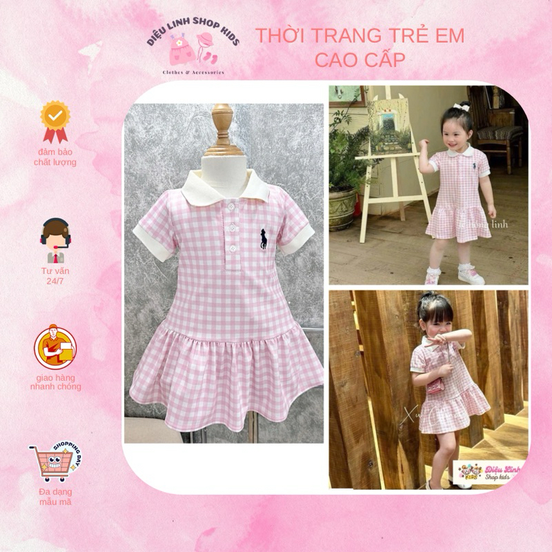 Váy bé gái kẻ caro đuôi cá chất cotton mềm mại mát size 6-27kg DL64 - váy cho bé Diệu Linh shopkids