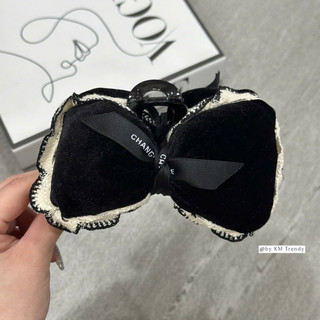 kẹp nhung nơ pha viền trắng tiểu thư nhẹ nhàng-kẹp 13cm