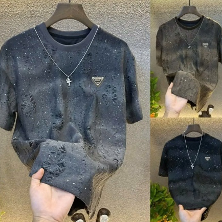 Áo Thun Nam Nữ ĐÍNH Đá hoạ tiết Rách thể thao | Shopee Việt Nam