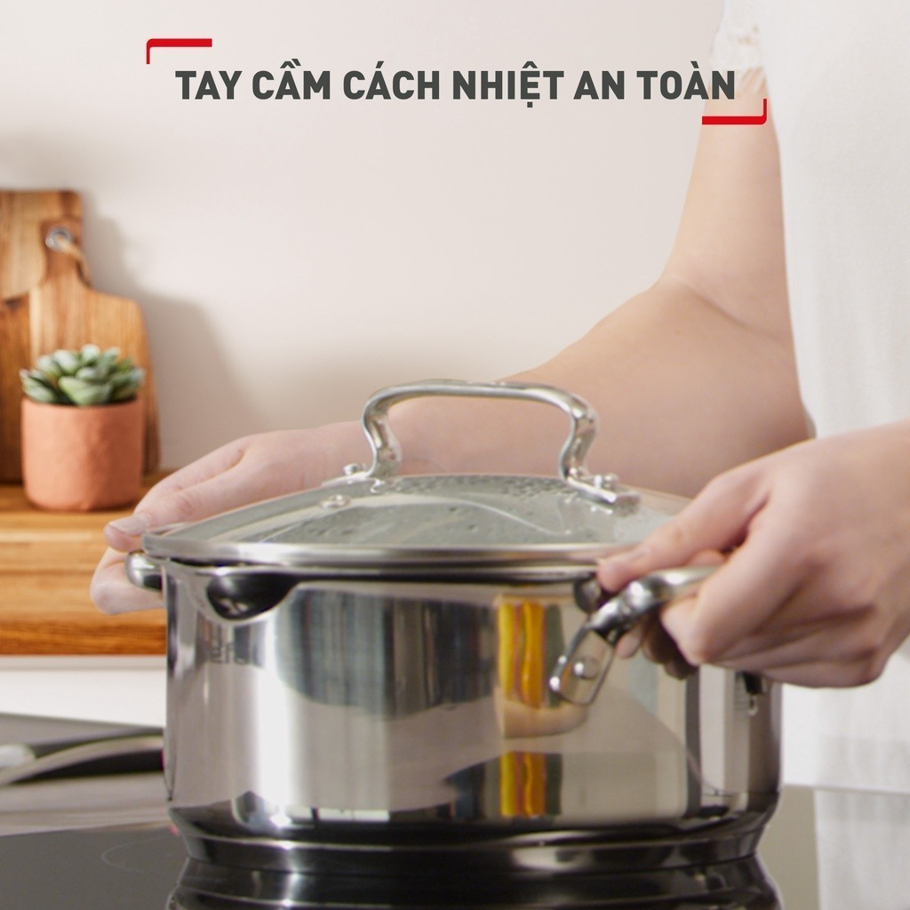 Nồi Inox đáy từ Tefal Duetto Plus cao cấp size 22cm, 28cm - Bảo hành chính hãng 24 tháng