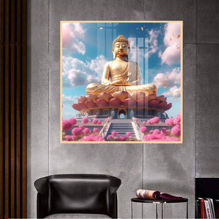 [TRANH PHẬT GIÁO] Tranh Treo Tường Phòng Thờ Phật Giáo Đức Phật A Di Đà - Tranh Laminate Tráng Gương