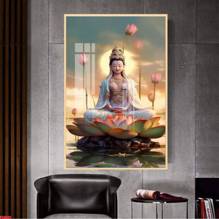 [TRANH PHẬT GIÁO] Tranh Treo Tường Phòng Thờ Phật Giáo Quan Thế Âm Bồ Tát - Tranh Laminate Tráng Gương