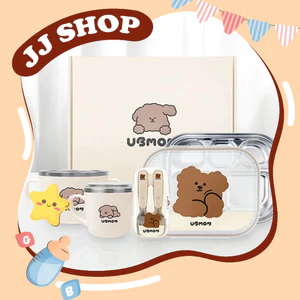 Tổng Hợp UBMOM Khay Ăn Dặm Inox, Cốc, Set Muỗng Nĩa Kèm Hộp Đựng UBMOM Hàn Quốc Cho Bé