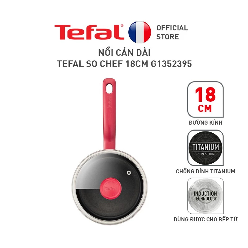 Nồi cán dài/quánh Tefal So Chef 18cm (G1352395/ G1352396) - Bảo hành chính hãng 24 tháng