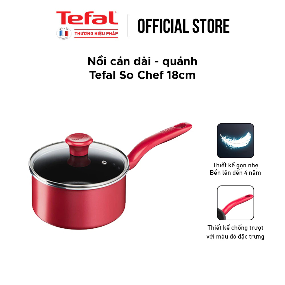 Nồi cán dài/quánh Tefal So Chef 18cm (G1352395/ G1352396) - Bảo hành chính hãng 24 tháng