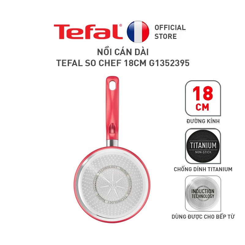 Nồi cán dài/quánh Tefal So Chef 18cm (G1352395/ G1352396) - Bảo hành chính hãng 24 tháng