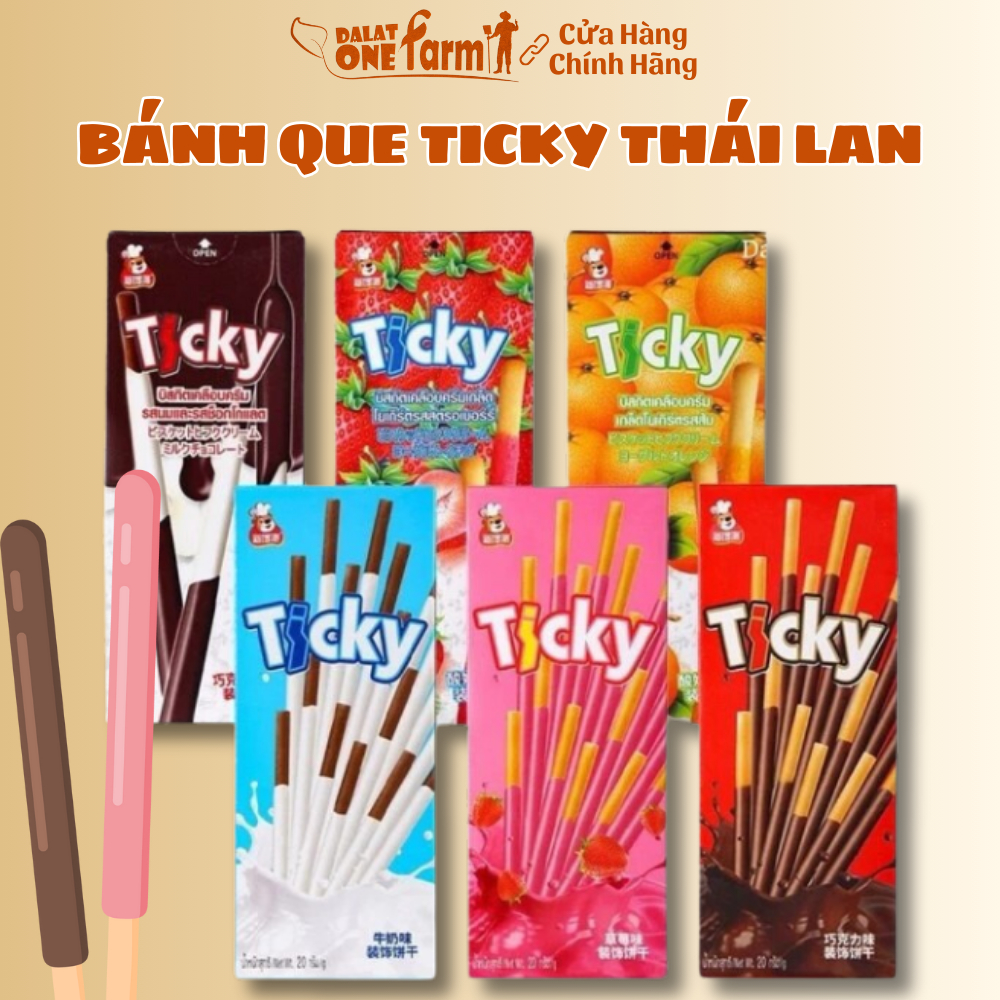 Bánh Que Ticky Socola Sữa Dâu Tây Thái Lan |Hộp 20G/ 6Que SIÊU MLEM, Đồ ...