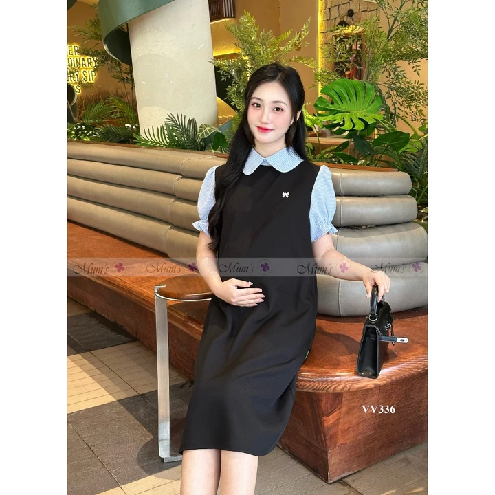Đầm suông, đầm bầu xinh Mum's shop VV336 đầm bầu công sở thanh lịch, trẻ trung, gọn dáng