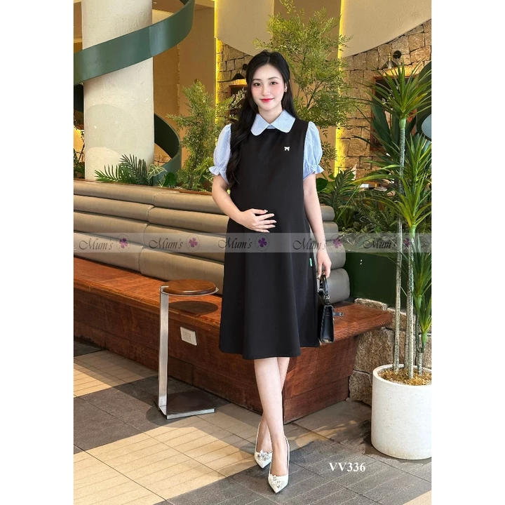 Đầm suông, đầm bầu xinh Mum's shop VV336 đầm bầu công sở thanh lịch, trẻ trung, gọn dáng
