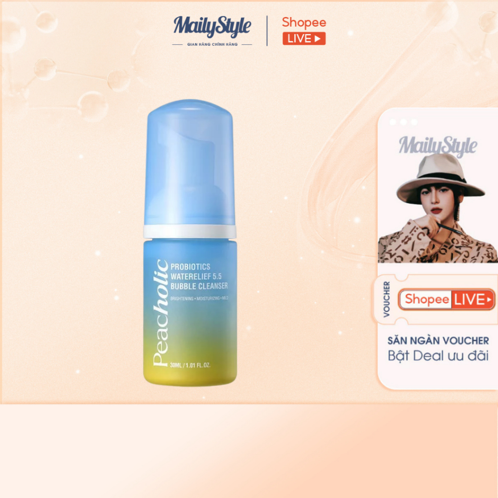 H12_Sữa rửa mặt lợi khuẩn BHA 1% Peacholic 30ml (Bao bì mới) [SIZE MINI]