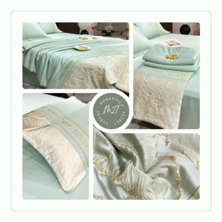 Bộ chăn ga gối M2T BEDDING LUXURY sang trọng - ga trải giường, 2 vỏ gối nằm,1 chăn chần bông hè mỏng